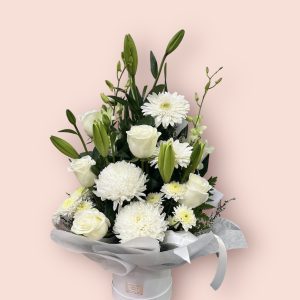 White Premium Hat Box of  Arrangement