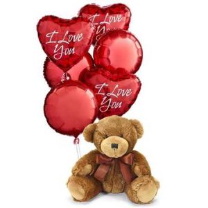 I Love You. Teddy and balloons