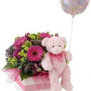 Flower Box with Soft Toy and Balloon