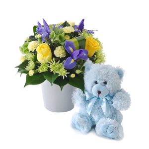 Mixed Flowers and Teddy “It’s a Boy”