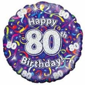 80th Birthday Helium Filled Balloon