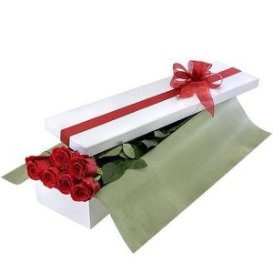 Presentation Box of 6 Red Roses