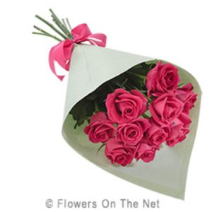 10 x Pink Rose Wrap Short Stem Roses10 x stems of Pink 40 cm roses (minimal foliage)